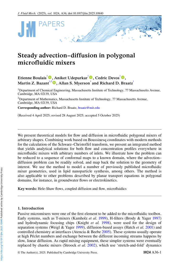 Boulais et al.   2025   Steady advection–diffusion in polygonal microfluidic mixers first page